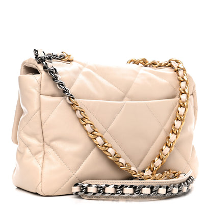 Chanel Lambskin Quilted Large Chanel 19 Flap Light Beige 2 of 4