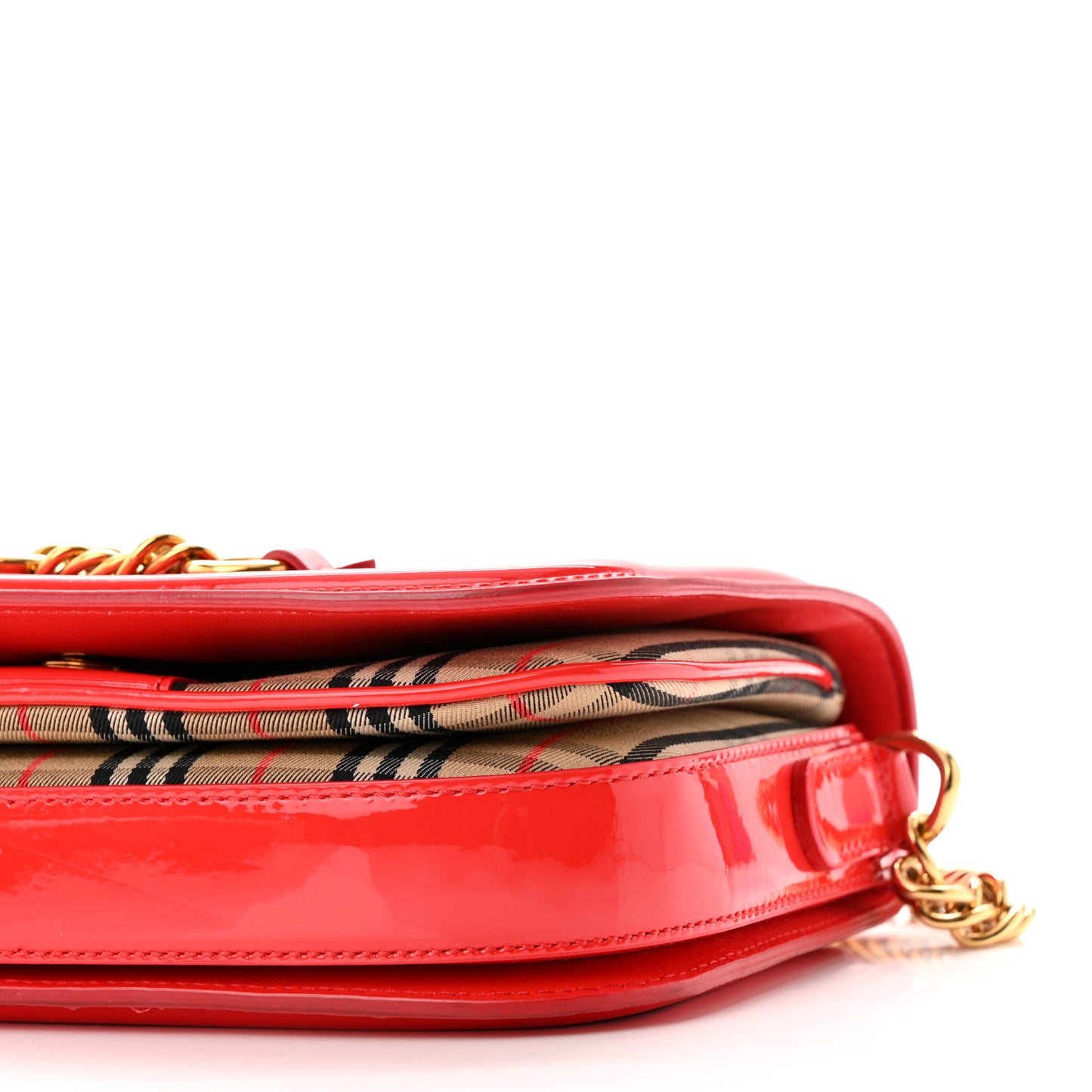 Patent 1983 Knight Check Link Shoulder Bag Bright Red