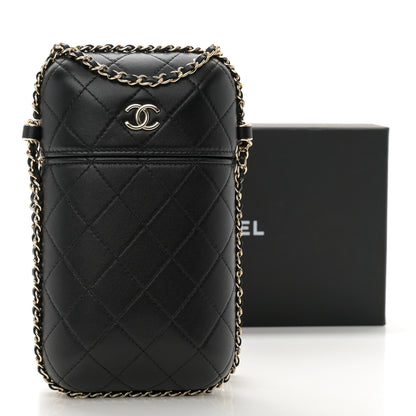 Chanel Lambskin Quilted Chain Around Phone Holder Black 11 of 11