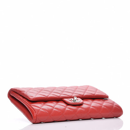 Chanel Caviar Quilted Clutch With Chain Flap Red 4 of 7