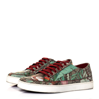 Gucci GG Supreme Monogram Tian Mens Low Top Sneakers 7.5 Beige Multicolor Red 3 of 9