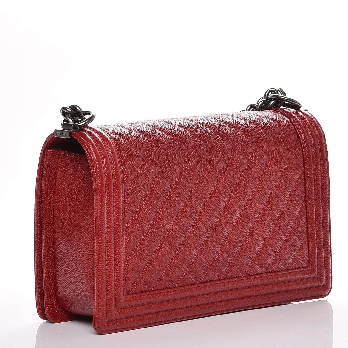 Caviar Quilted New Medium Boy Flap Dark Red