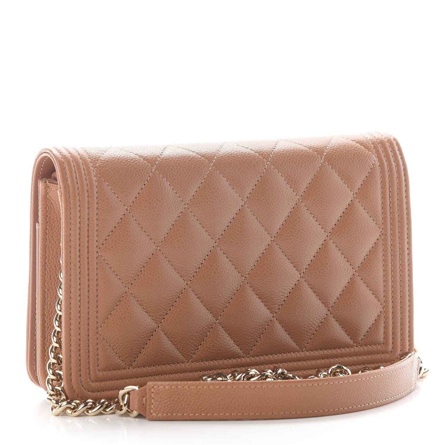 Chanel Caviar Quilted Boy Wallet On Chain WOC Brown 3 of 10
