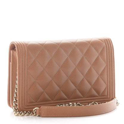 Chanel Caviar Quilted Boy Wallet On Chain WOC Brown 3 of 10
