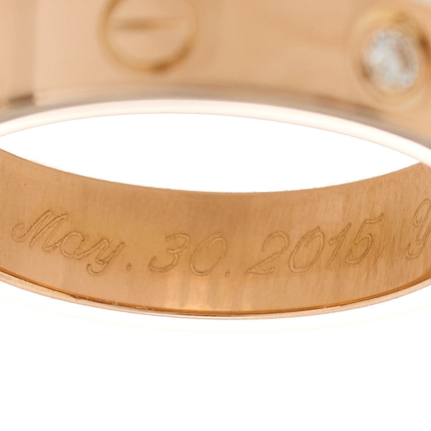 Cartier 18K Pink Gold Diamond 4mm LOVE Wedding Band Ring 49 5 6 of 6