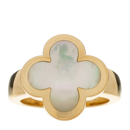 Van Cleef & Arpels 18K Yellow Gold Mother of Pearl Pure Alhambra Ring 51 5.75 1 of 6