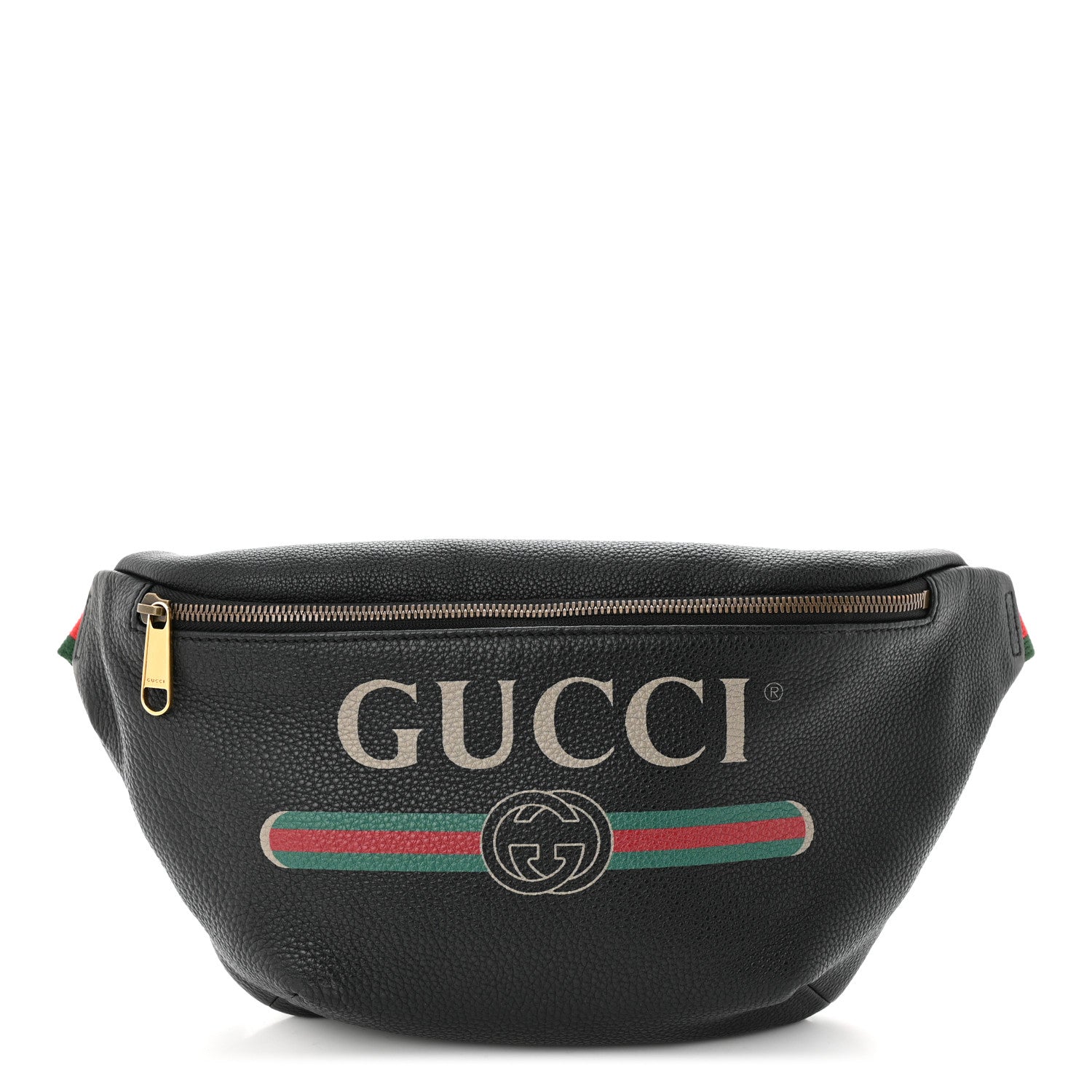 Gucci Grained Calfskin Logo Belt Bag Black 1 of 10