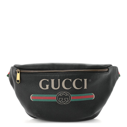 Gucci Grained Calfskin Logo Belt Bag Black 1 of 10