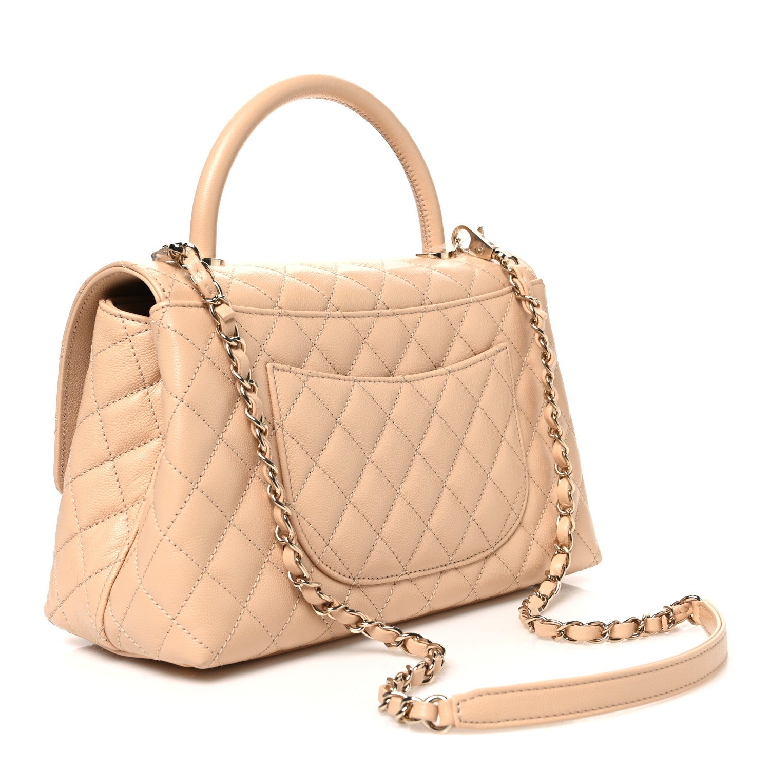 Chanel Caviar Quilted Small Coco Handle Flap Beige 3 of 10