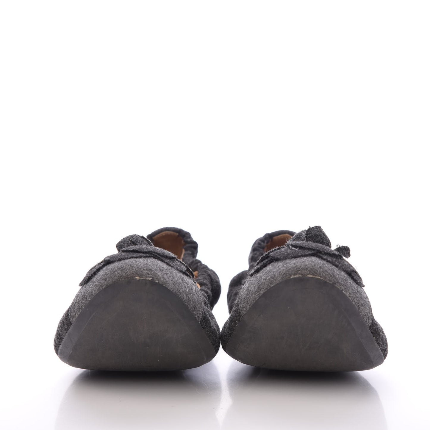 Tweed Quilted Camellia Cap Toe Ballerina Flats 40.5 Grey