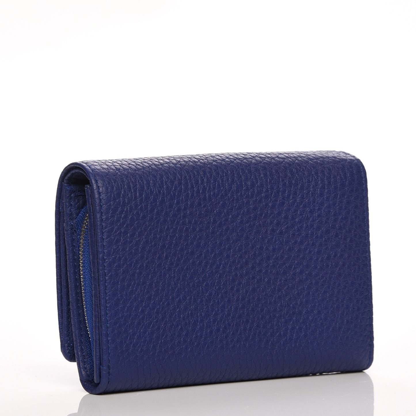 Soft Grain Leather French Purse Wallet Indigo