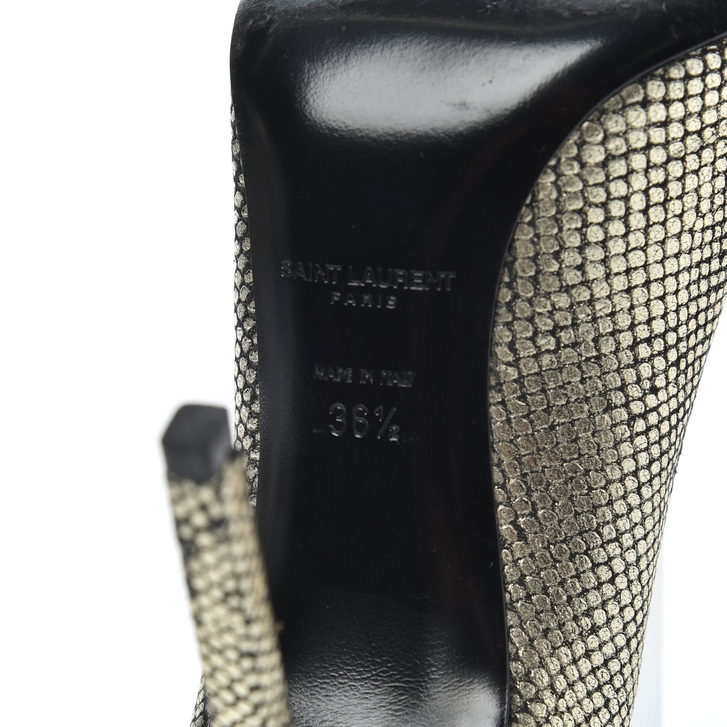 Metallic Snakeskin Embossed Calfskin Classic Paris 105 Pumps 36.5 Black Gold