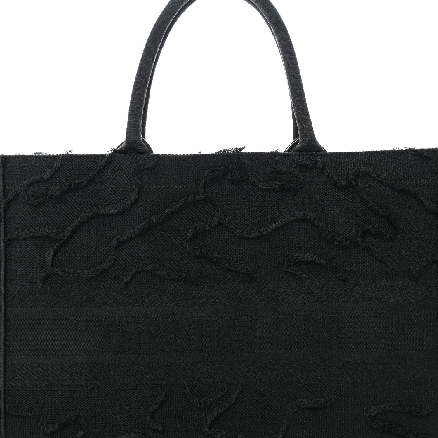 Christian Dior Canvas Embroidered Camouflage Book Tote Black 8 of 12