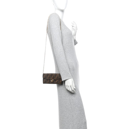 Fendi Vitello Soft F is Fendi Bi-Color FF 1974 Embossed Continental Envelope Wallet On Chain Maya Black 2 of 13