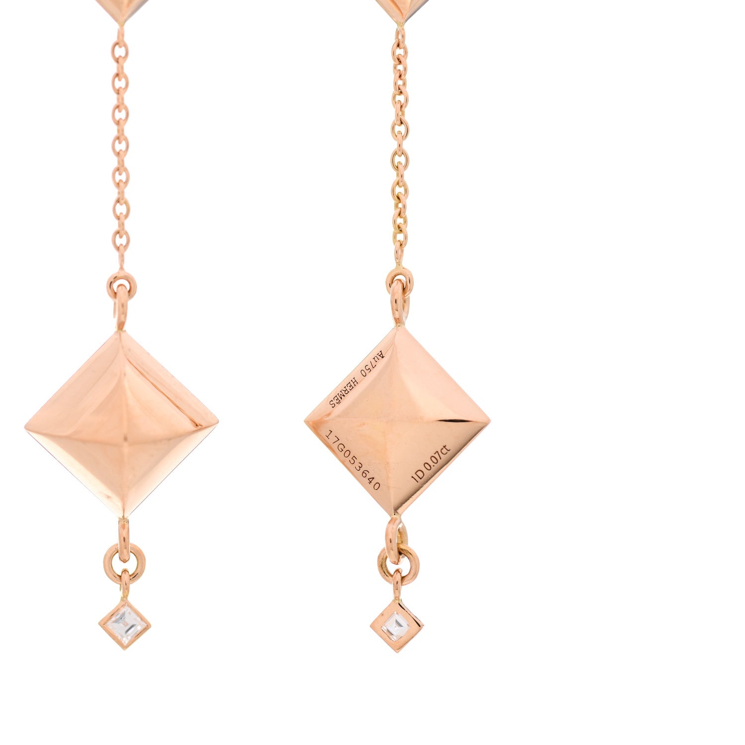 Hermes 18K Rose Gold Diamond PM Collier de Chien Rock Earrings 3 of 5