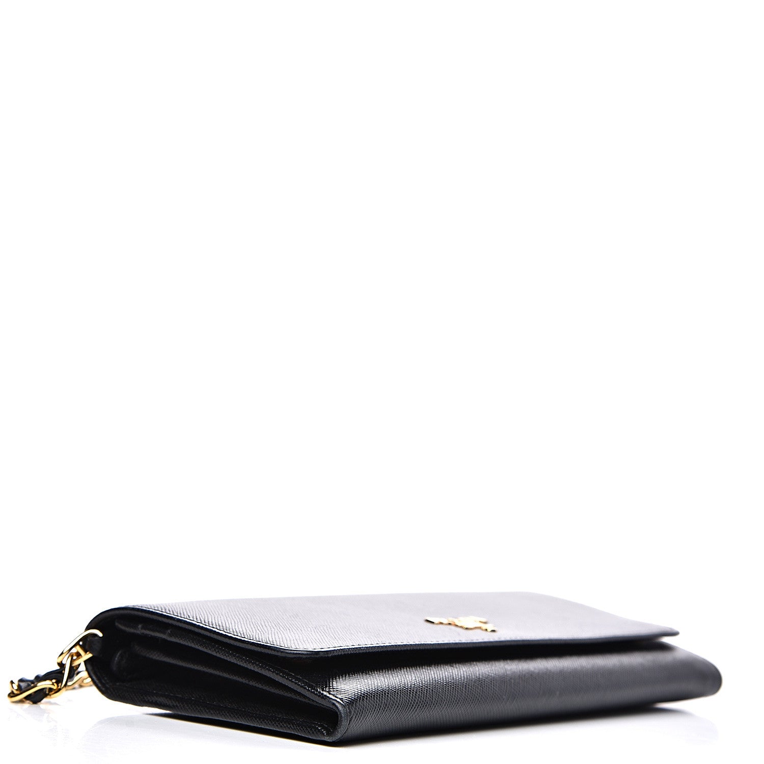 Prada Saffiano Metal Oro Chain Wallet Black 3 of 11