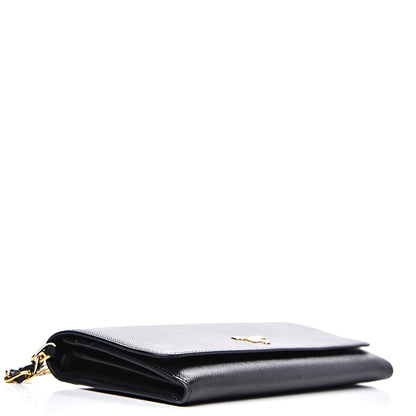 Prada Saffiano Metal Oro Chain Wallet Black 3 of 11