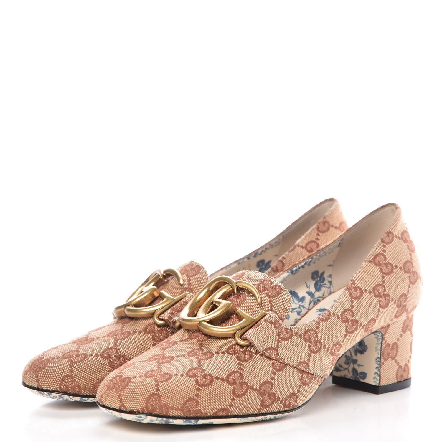 Gucci Monogram GG Victoire 55mm Loafer Pumps 37 Beige Ruggine 3 of 9