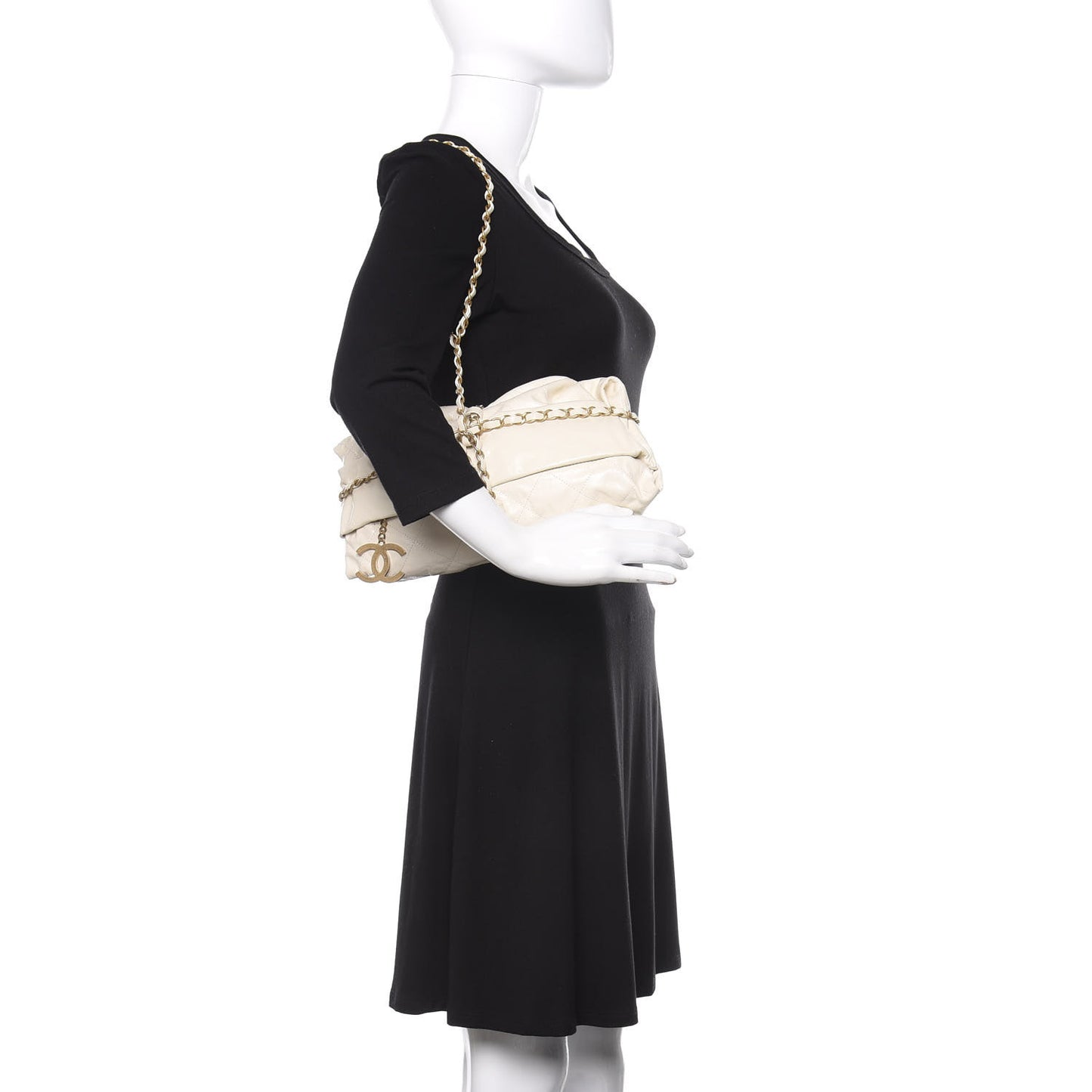 Calfskin Quilted Baluchon Dark White