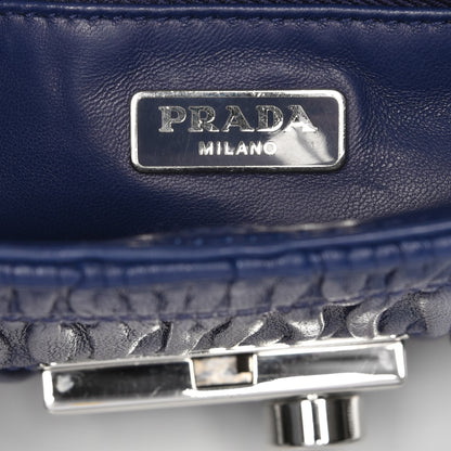 Prada Nappa Gaufre Sound Chain Flap Shoulder Bag Inchiostro 6 of 12