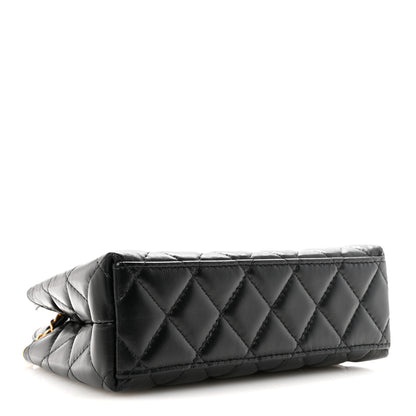 Chanel Shiny Aged Calfskin Quilted Nano Kelly Shopper Black 4 of 11