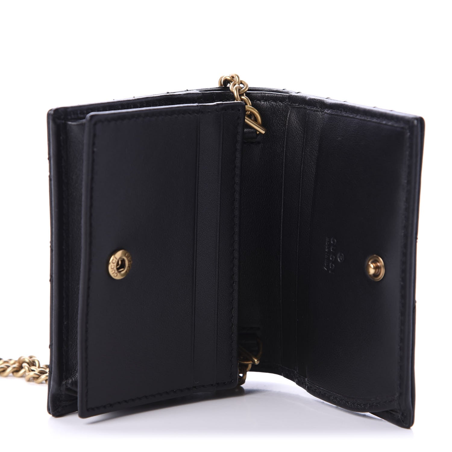 Gucci Calfskin Matelasse GG Marmont Mini Wallet On Chain Black 5 of 10
