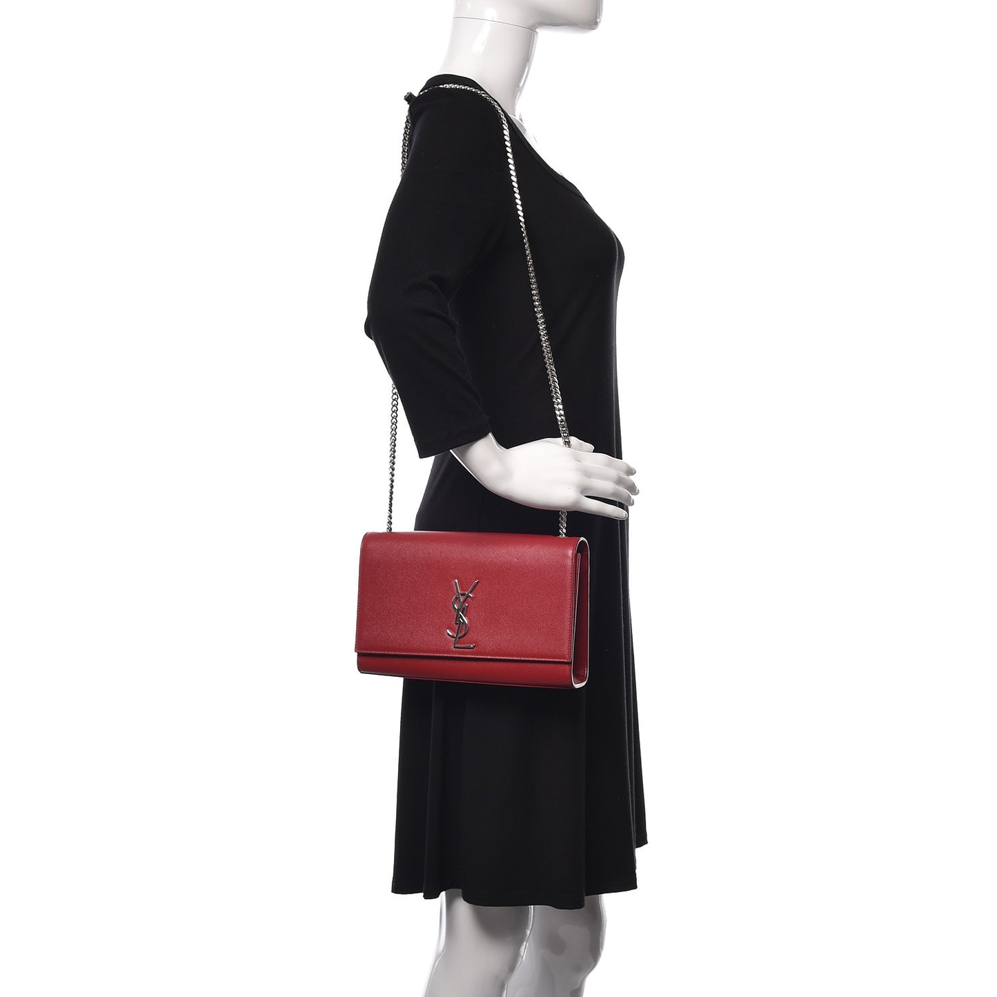 Grain De Poudre Medium Monogram Kate Satchel Red
