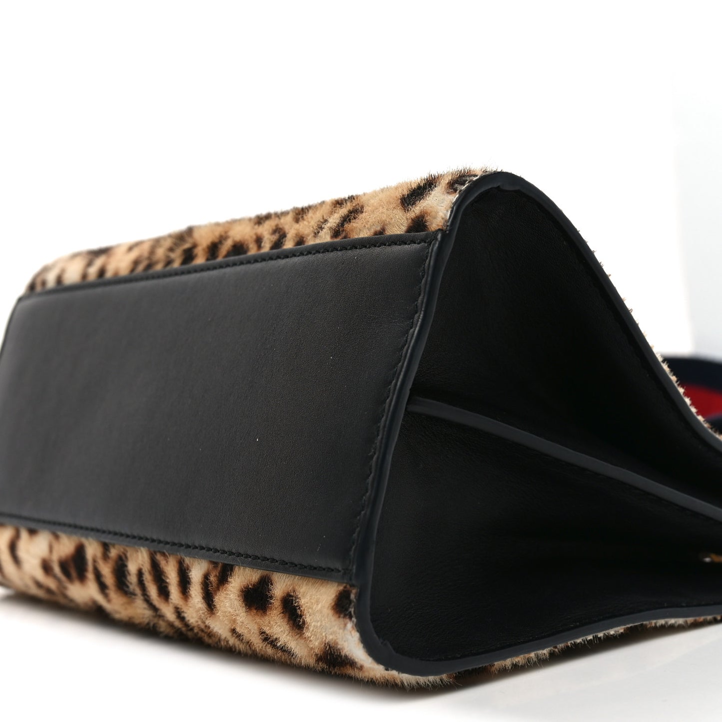 Calf Hair Bamboo Web Leopard Print Mini Nymphaea Top Handle Bag
