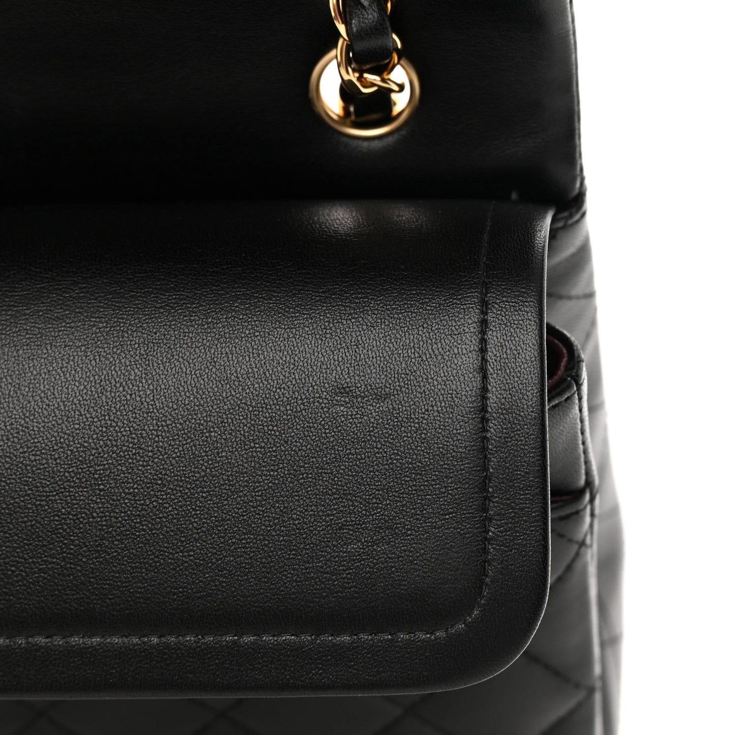Lambskin Quilted Medium Double Flap Black