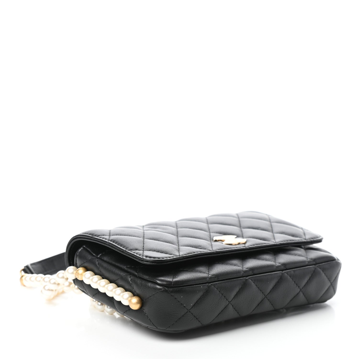 Chanel Calfskin Quilted Pearl Wallet On Chain WOC Black 4 of 8
