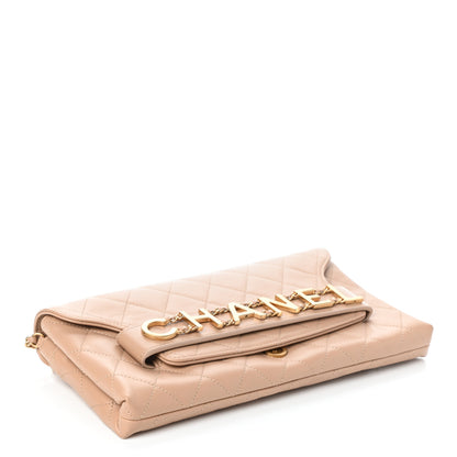Chanel Calfskin Quilted Enchained Clutch Beige 4 of 10