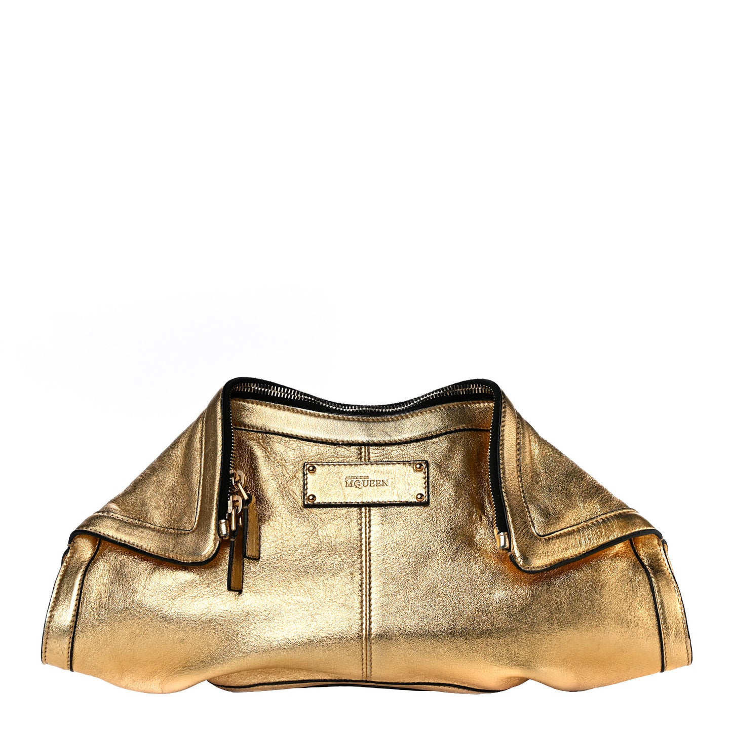 Metallic Lambskin De Manta Clutch Gold