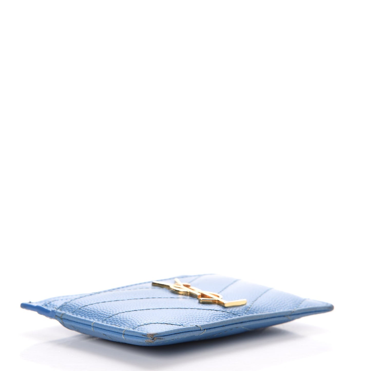 Grain De Poudre Matelasse Monogram Credit Card Case Blue Clair