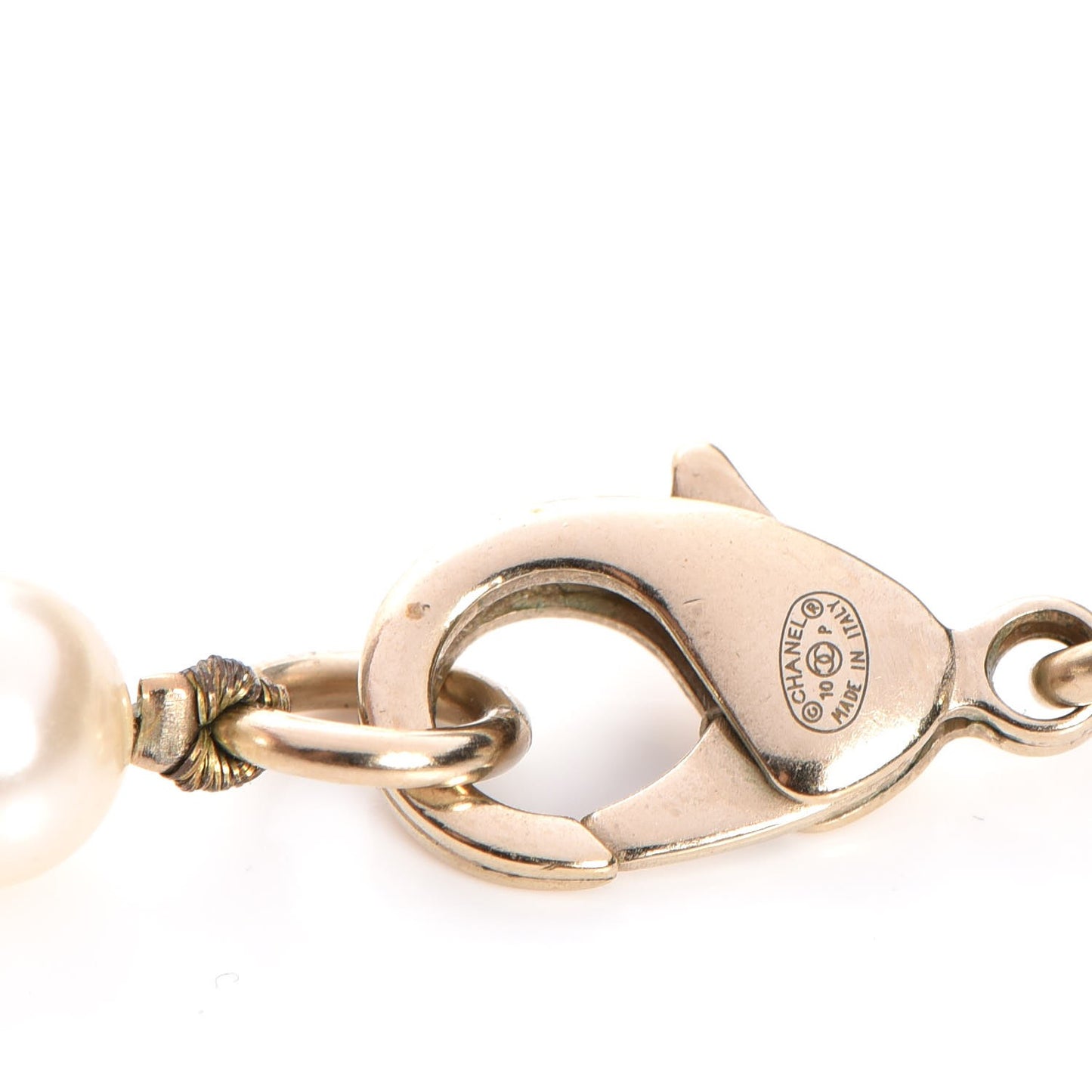 Crystal Pearl CC Short Necklace Gold
