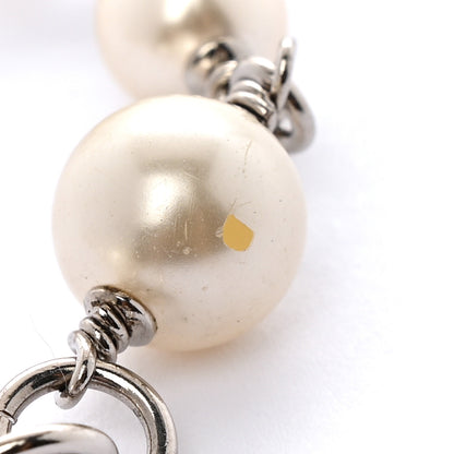 Chanel Pearl Baguette Crystal CC Long Necklace Silver 6 of 6