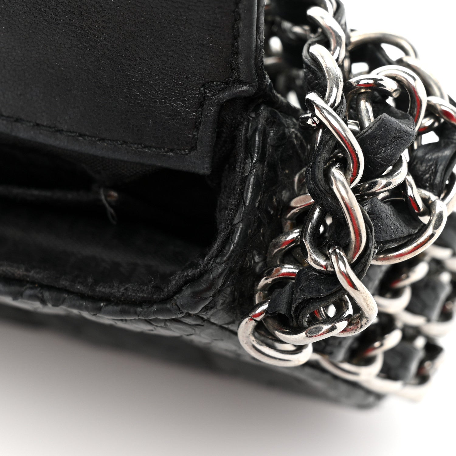 Chanel Snakeskin 3 Chain Flap Black 12 of 19