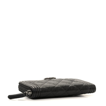Chanel Caviar Quilted Small Boy Zip Around Wallet Black 4 of 8