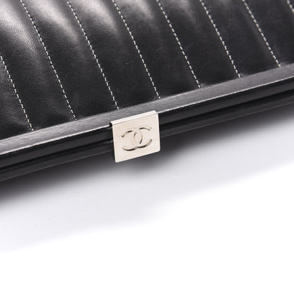 Chanel Lambskin Vertical Quilted Mademoiselle Clutch Black 9 of 13