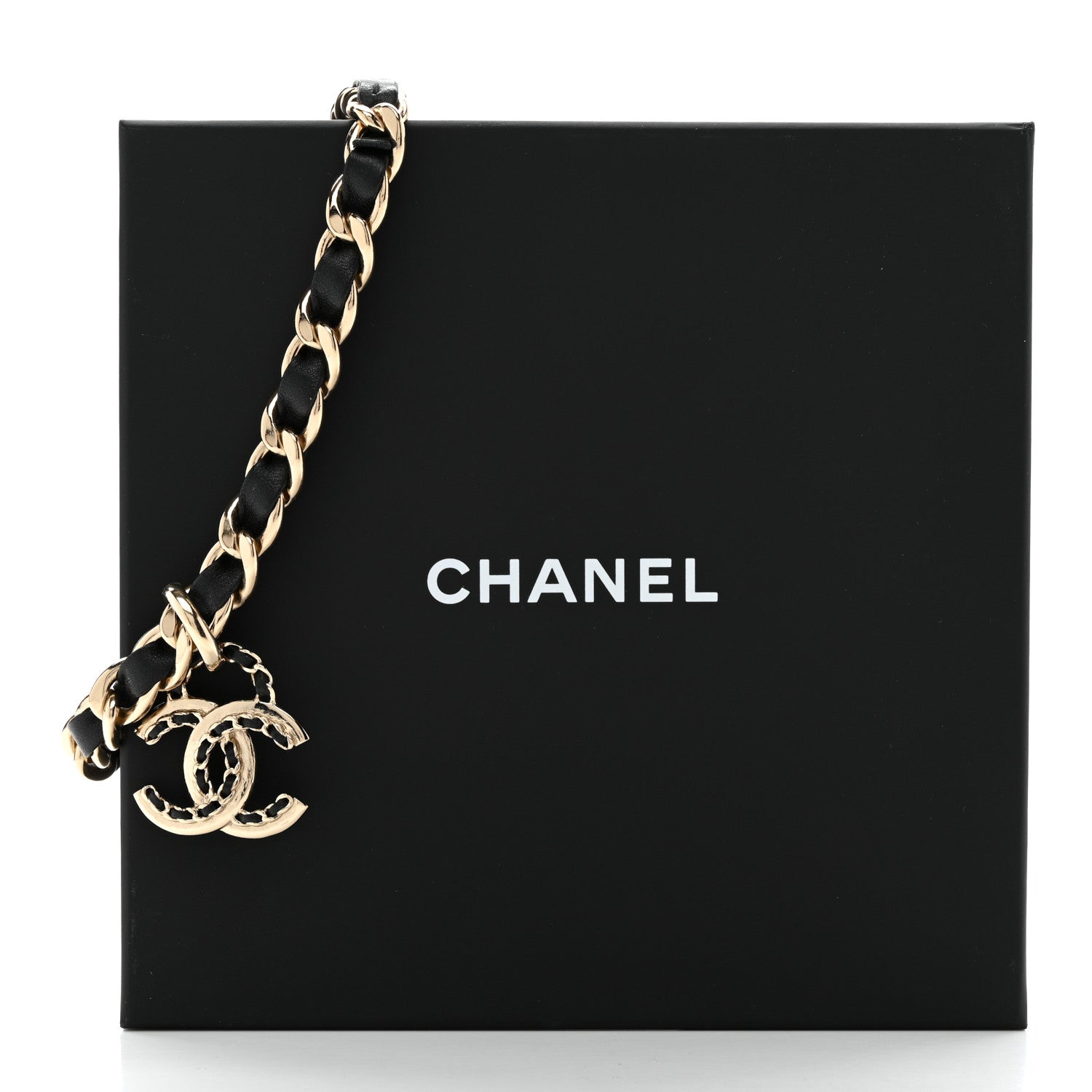 Chanel Metal Lambskin CC Choker Necklace Black Gold 6 of 6