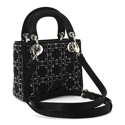 Christian Dior Satin Crystal Cannage Mini Lady Dior Black 3 of 9