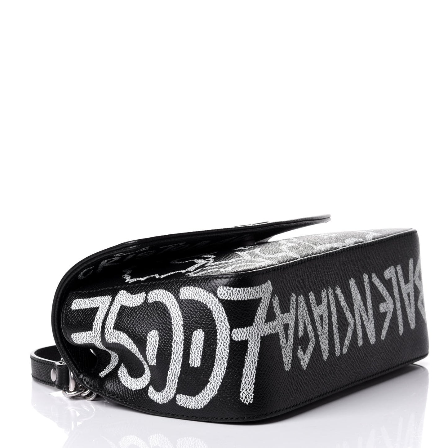 Veau Graffiti S BB Round Shoulder Bag Black White
