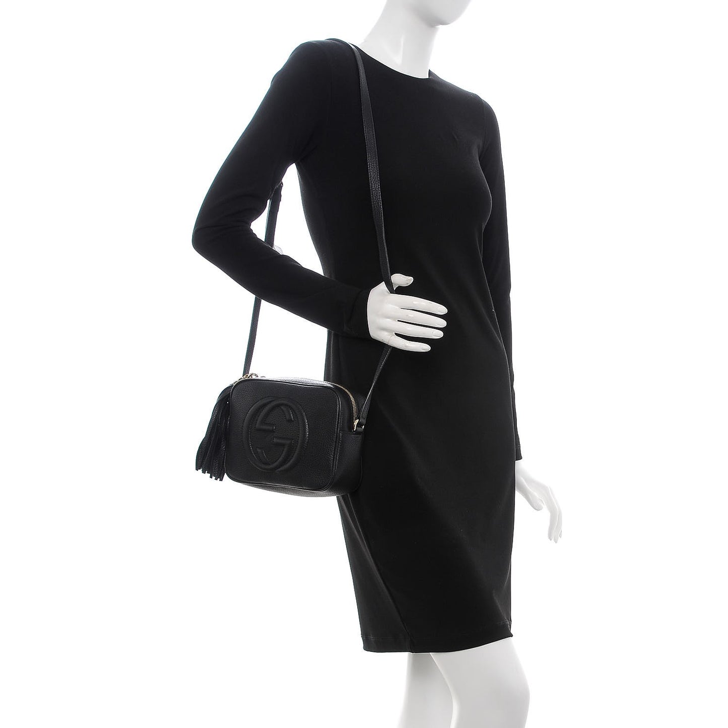 Pebbled Calfskin Small Soho Disco Bag Black