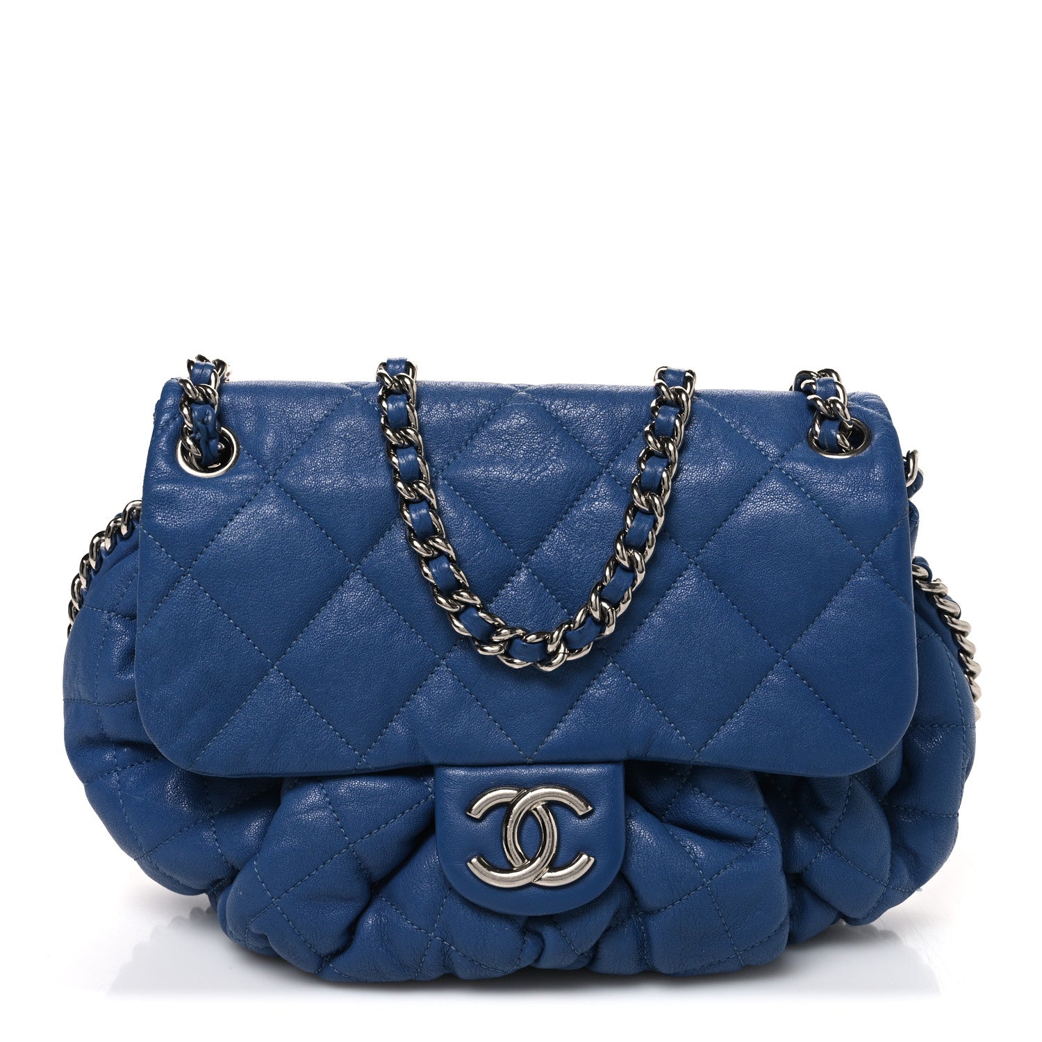 Chanel Washed Lambskin Quilted Medium Chain Around Messenger Blue 1 of 11