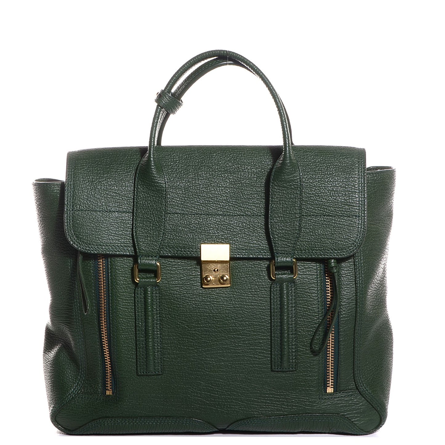 3.1 Textured Leather Large Pashli Satchel Jade