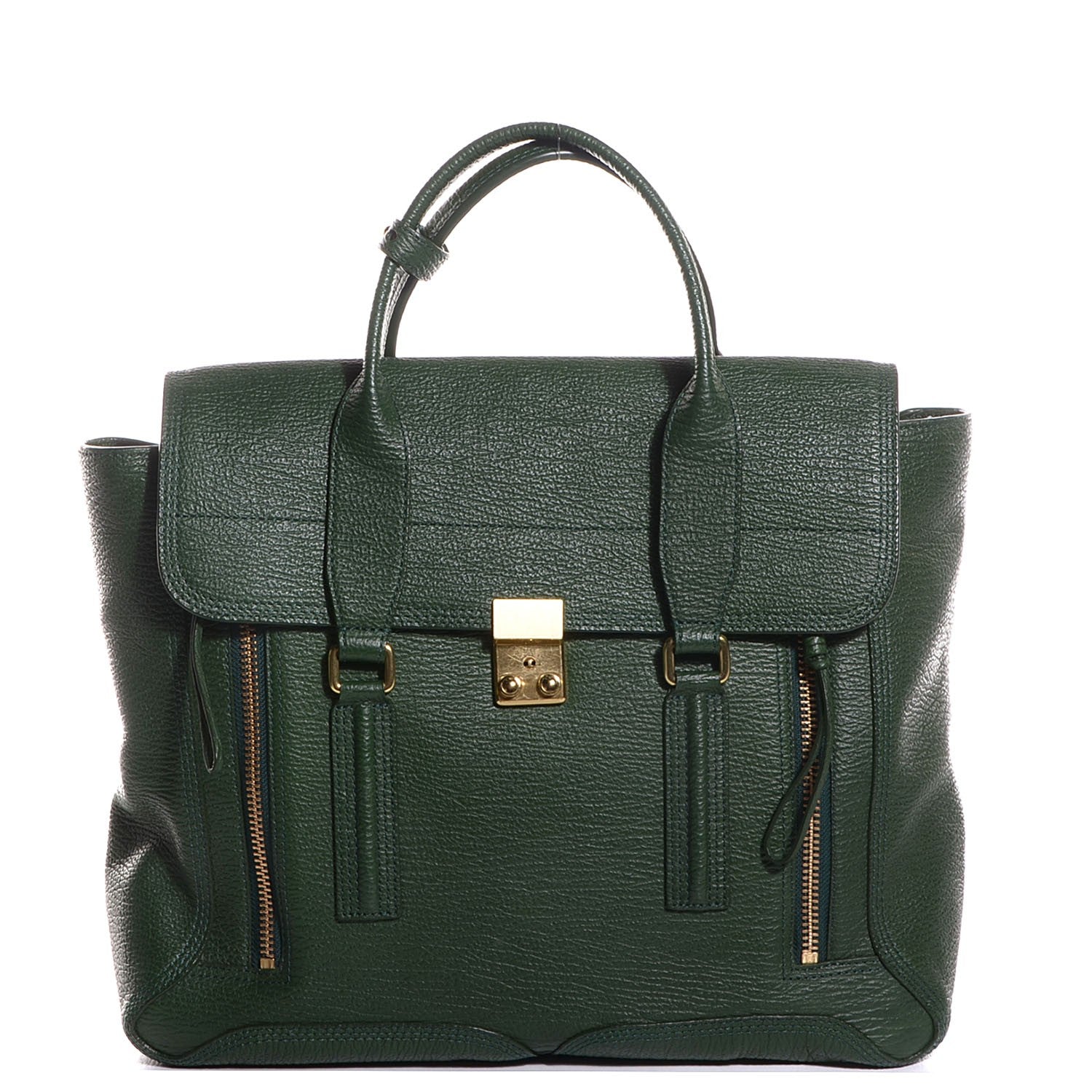 3.1 Phillip Lim 3.1 Textured Leather Large Pashli Satchel Jade 1 of 11