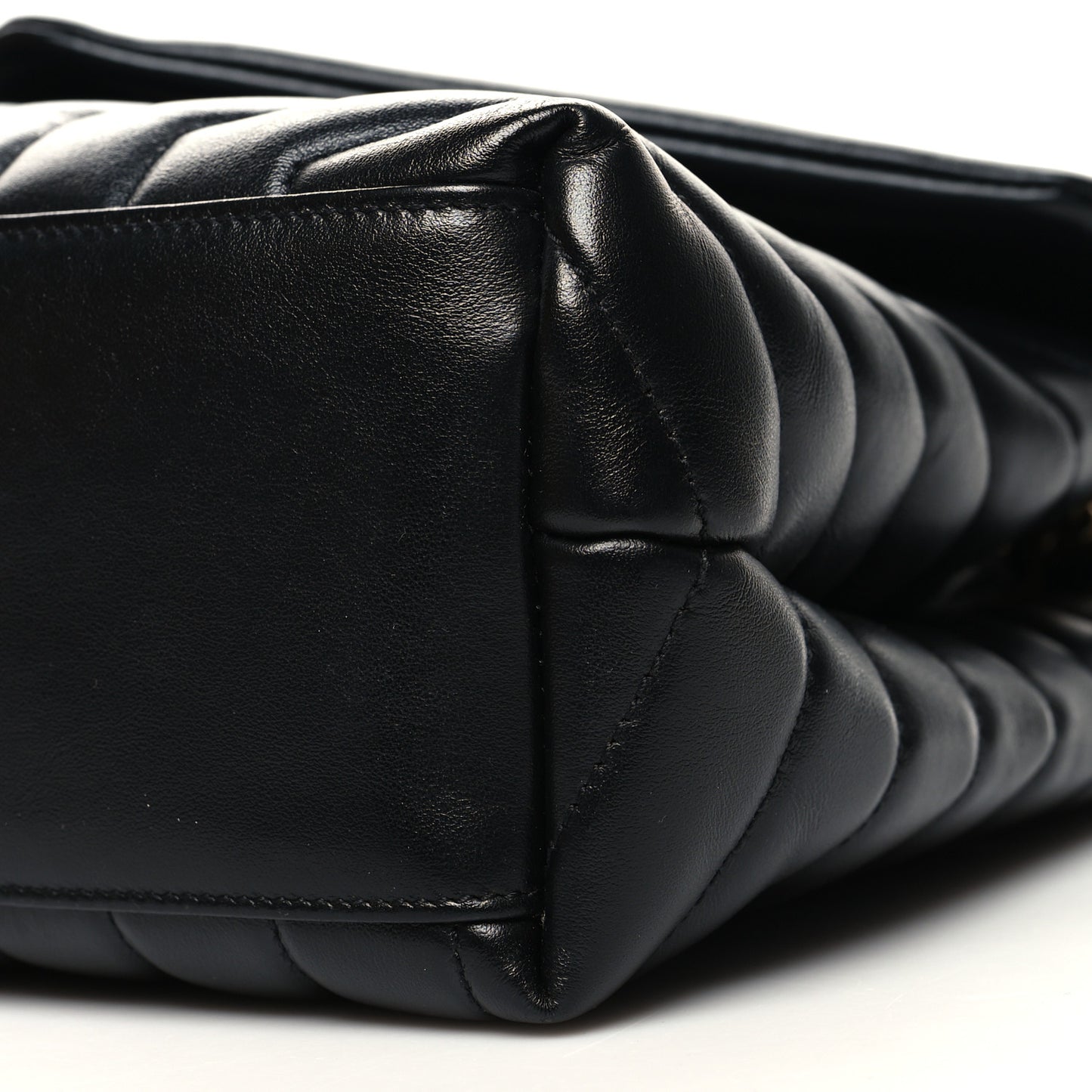 Calfskin Y Quilted Monogram Medium Loulou Chain Satchel Black