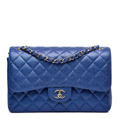 Chanel Iridescent Caviar Quilted Jumbo Double Flap Dark Blue 1 of 11