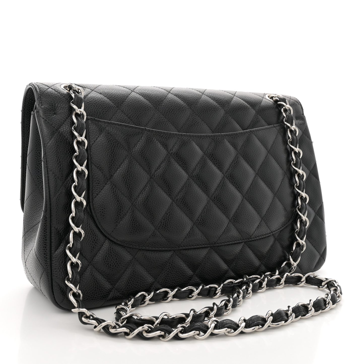 Caviar Quilted Jumbo Double Flap Black
