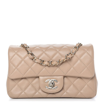 Chanel Lambskin Quilted Mini Rectangular Flap Dark Beige 1 of 10