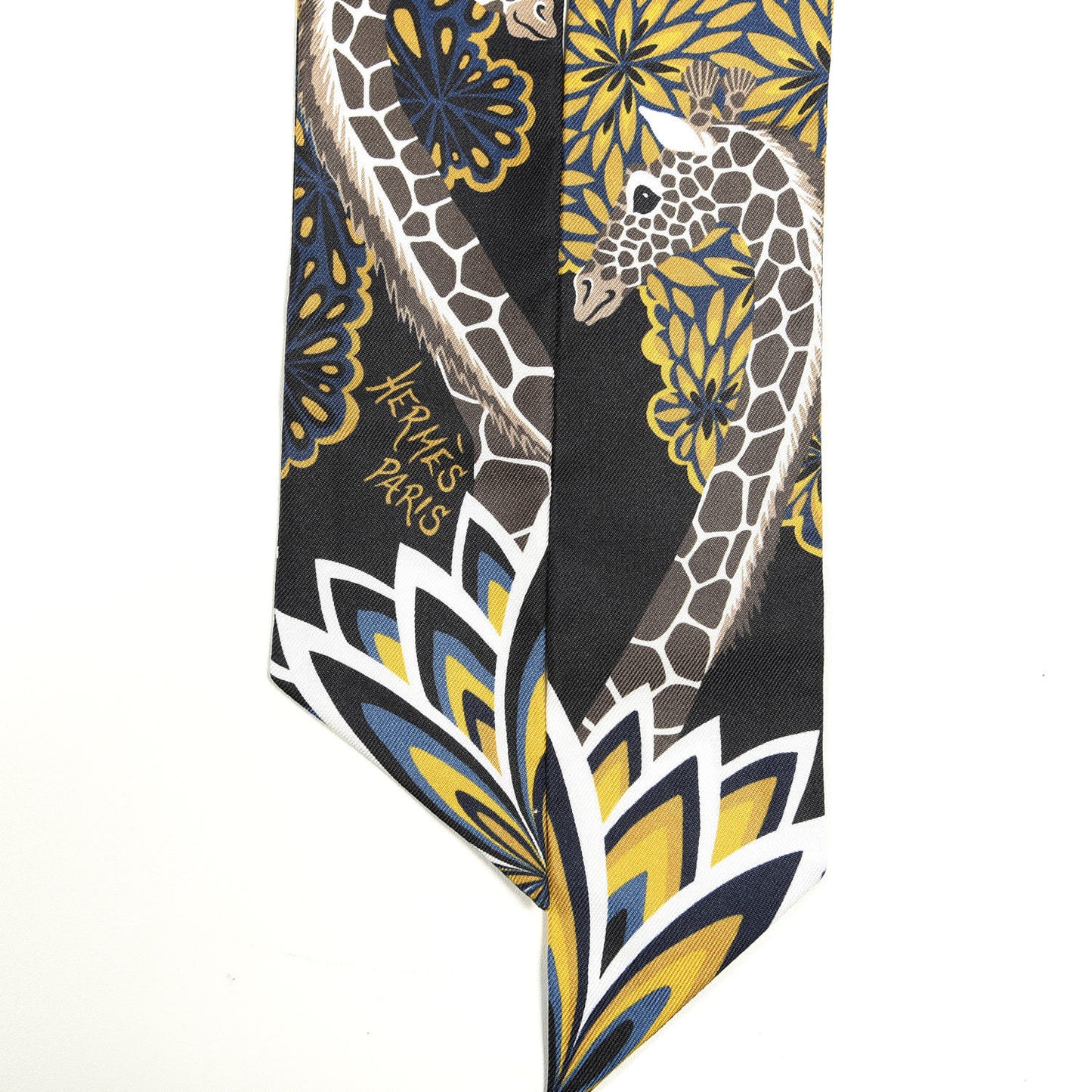 Silk Three Graces Twilly Black Gold Taupe